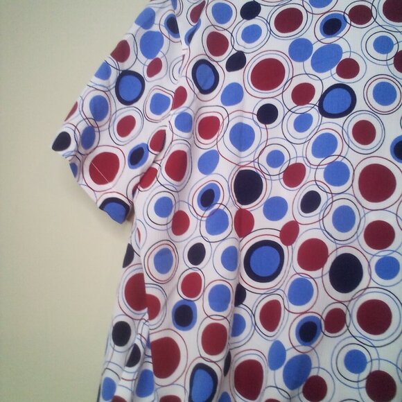 Alfred Dunner Blouse 12P 12 Petite Short Sleeve Button Up Elastic Waist Circles - Picture 2 of 16